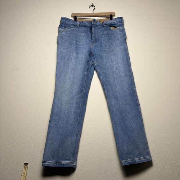 Duluth Trading Flex Denim Jean Pant Men 40x32 Straight Fit Blue Workwear Utility - Picture 1 of 12